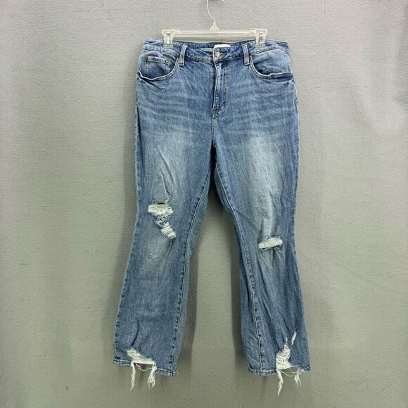 Pistola Womens Medium Wash Blue High-Rise Distressed Straight Jeans Size 31 - Picture 2 of 11